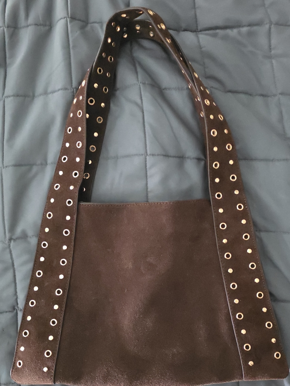 Rachel Zoe studded suede shoulder bag in chocolate brown